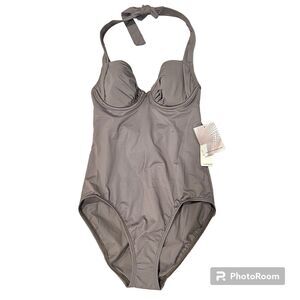 Tommy Bahama Women's Sunkissed Solids Halter Underwire One Piece Swimsuit 34B